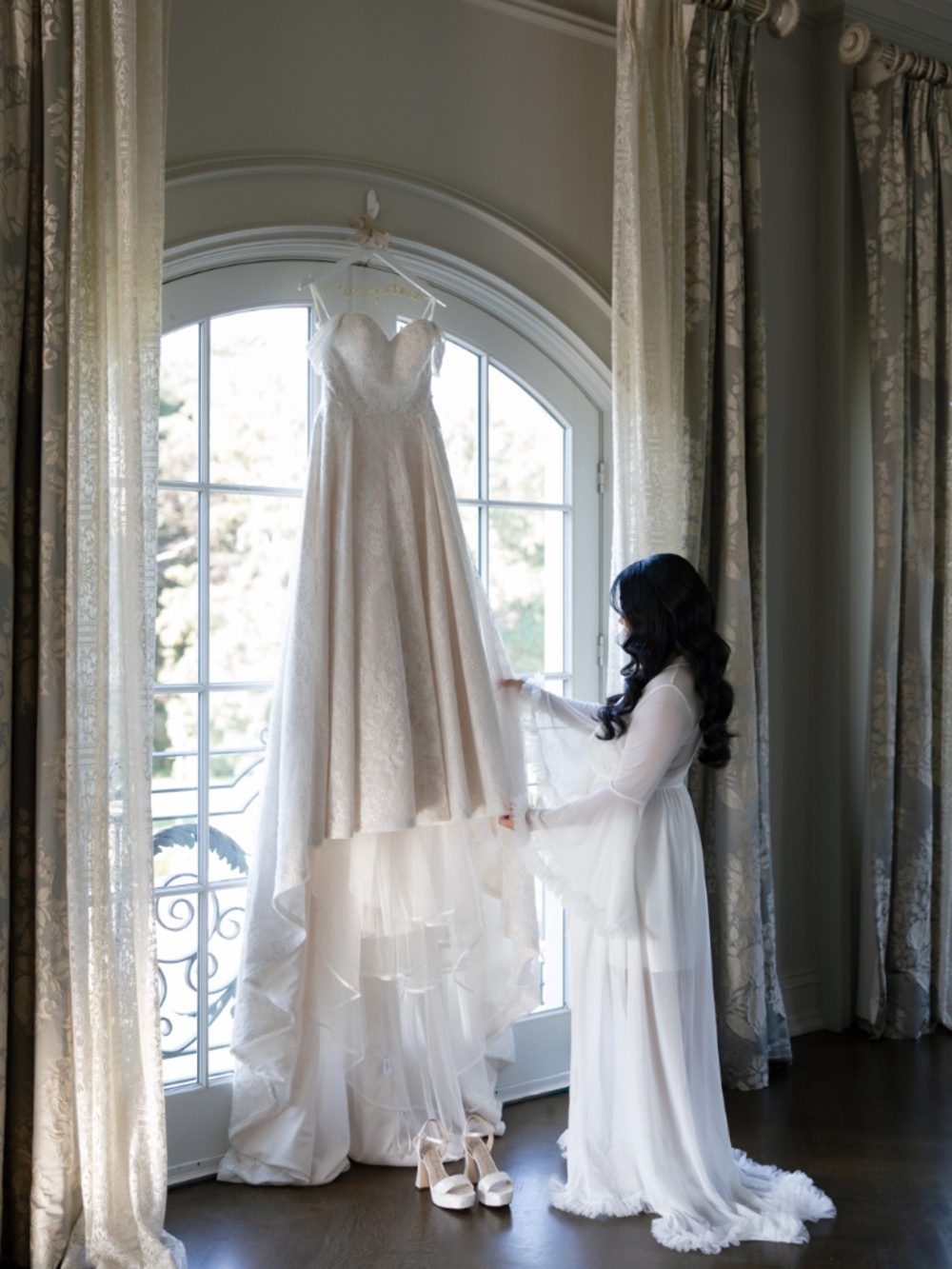 Amazon ruffled sheer wedding bridal robe